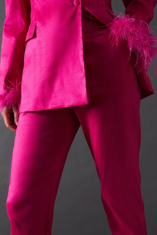 Warehouse Warehouse Women's Premium Taffeta Straight Leg Trouser in Hot Pink - 2