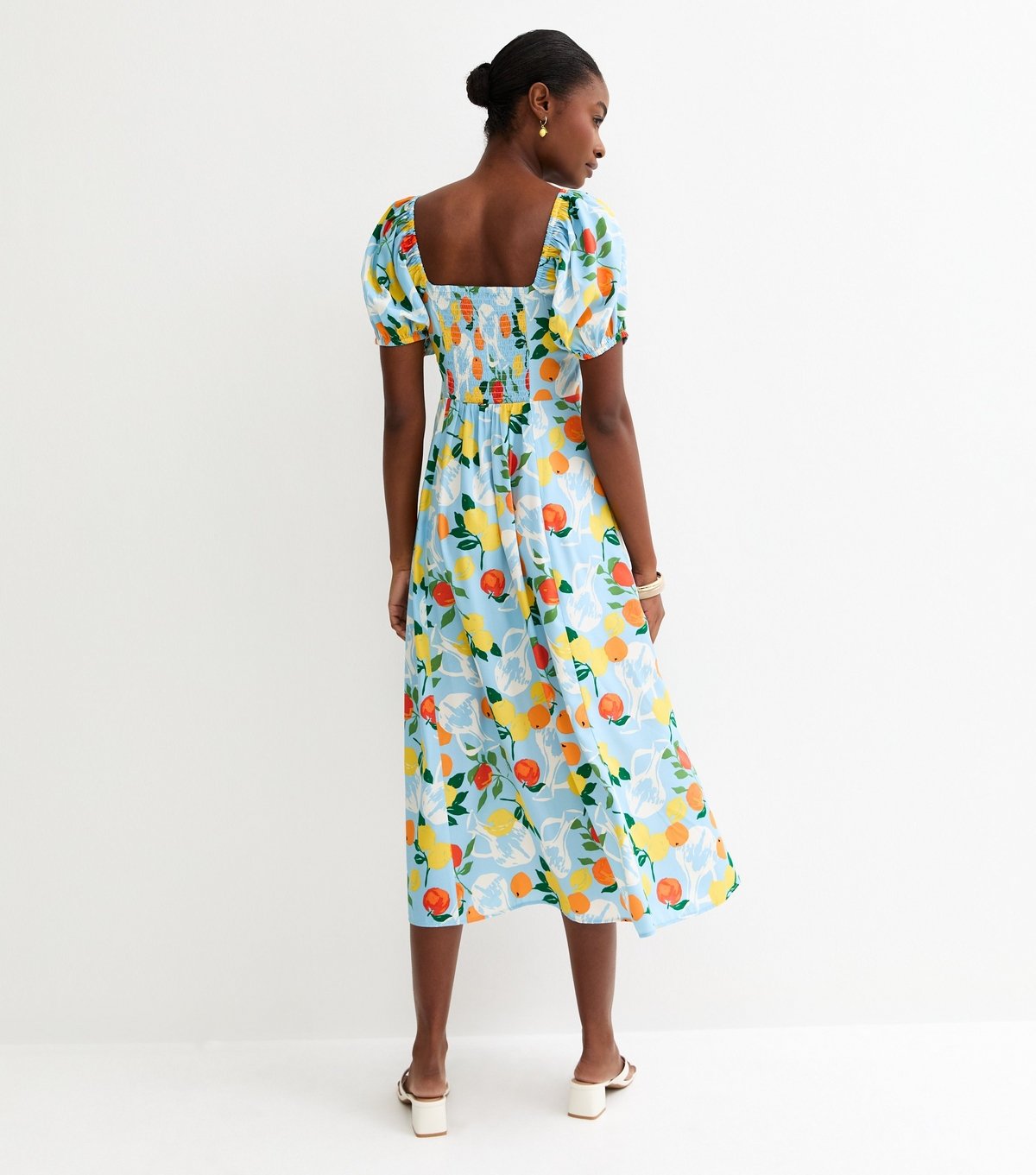 New Look Women's Light Blue Crepe Fruit Print Midi Dress New Look - 4