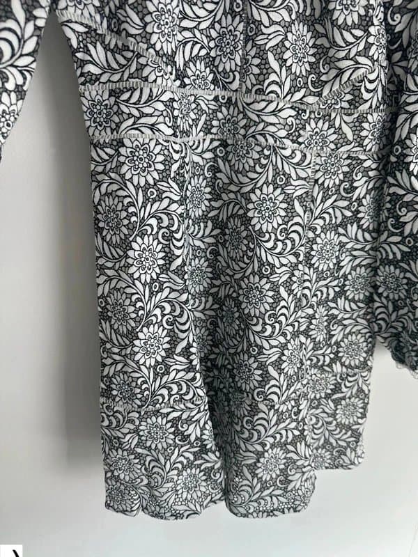 Ted Baker Ted baker 12 dress lace retro style long puffer sleeve short white black new