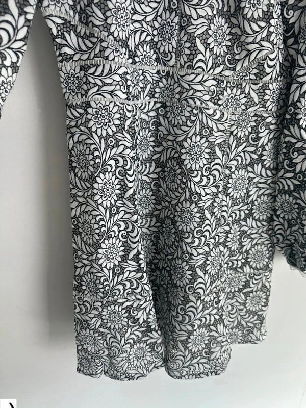 Ted Baker Black and White Lace Retro Long Puffer Sleeve Dress