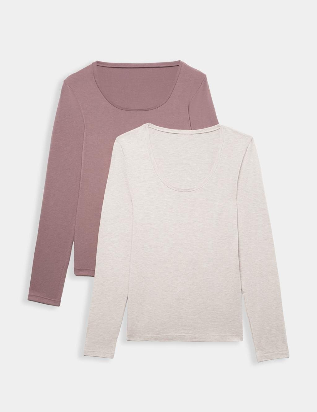 Marks & Spencer M&S 2 Pack Heatgen™ Light Thermal Long Sleeve Tops Oatmeal Mix