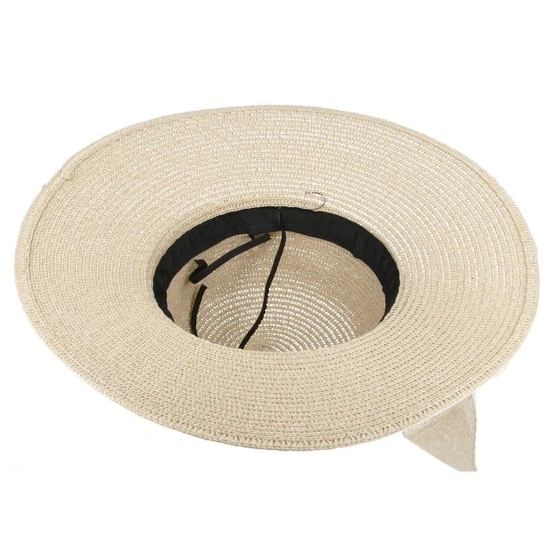 maz Paper Straw Wide Brim Floppy Hat With Matching Band