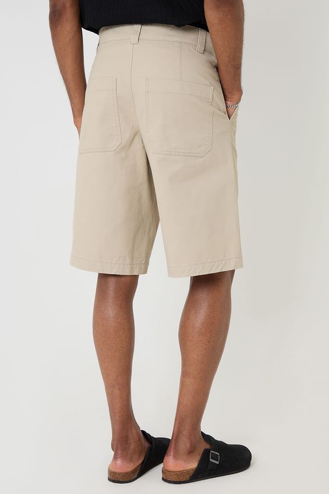 Threadbare Threadbare Men's Baggy Fit Cotton Chino Shorts in Stone - 2