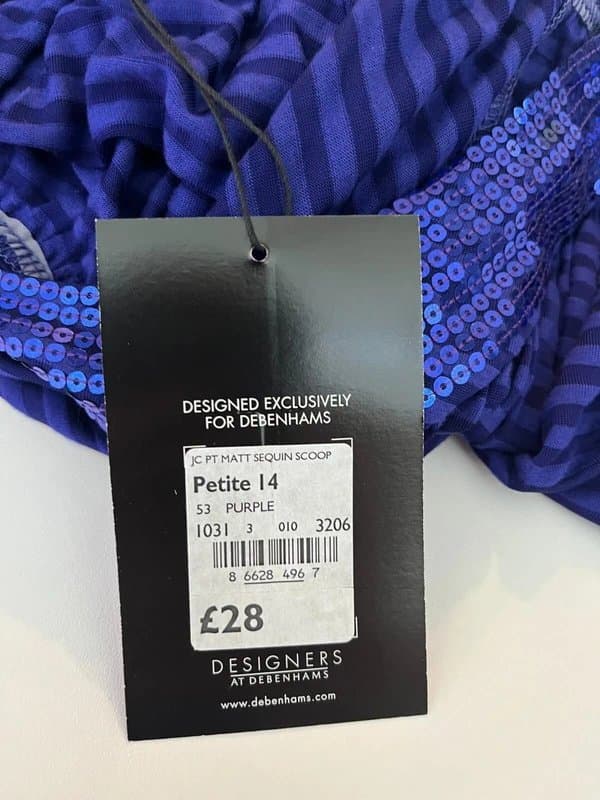 Jasper Conran Jasper Conran Sequinned Top Blouse Size 14 Petite Women's Scoop NEW EU42 RRP £28