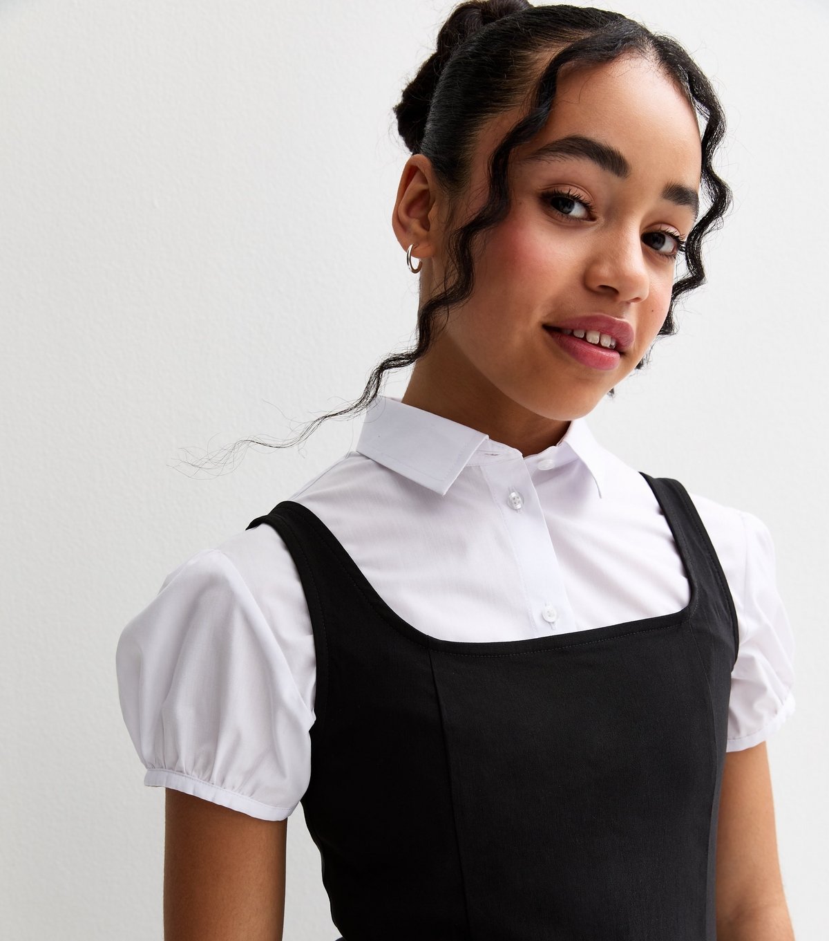 New Look Girls' Black Pleated Dropped Skirt School Dress New Look - 2