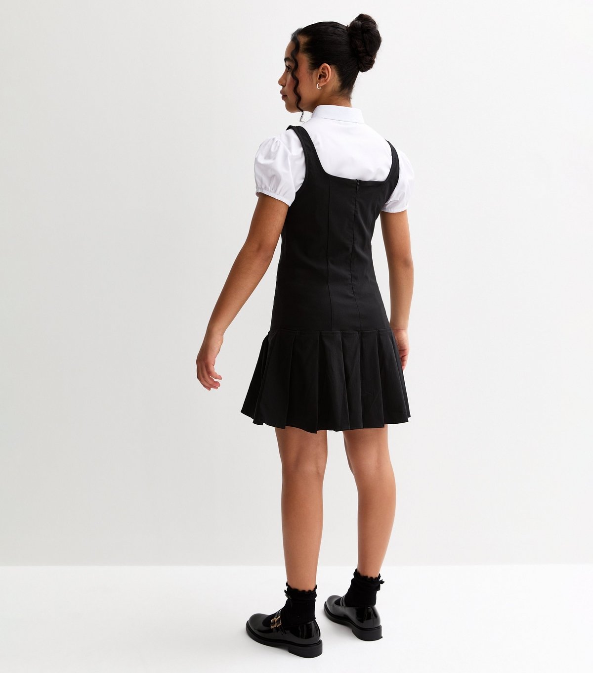 New Look Girls' Black Pleated Dropped Skirt School Dress New Look - 3