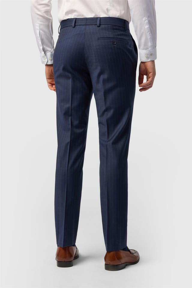 Ted Baker Ted Baker Men's Flat Fronted Striped Slim Fit Suit Trousers in Indigo - 2