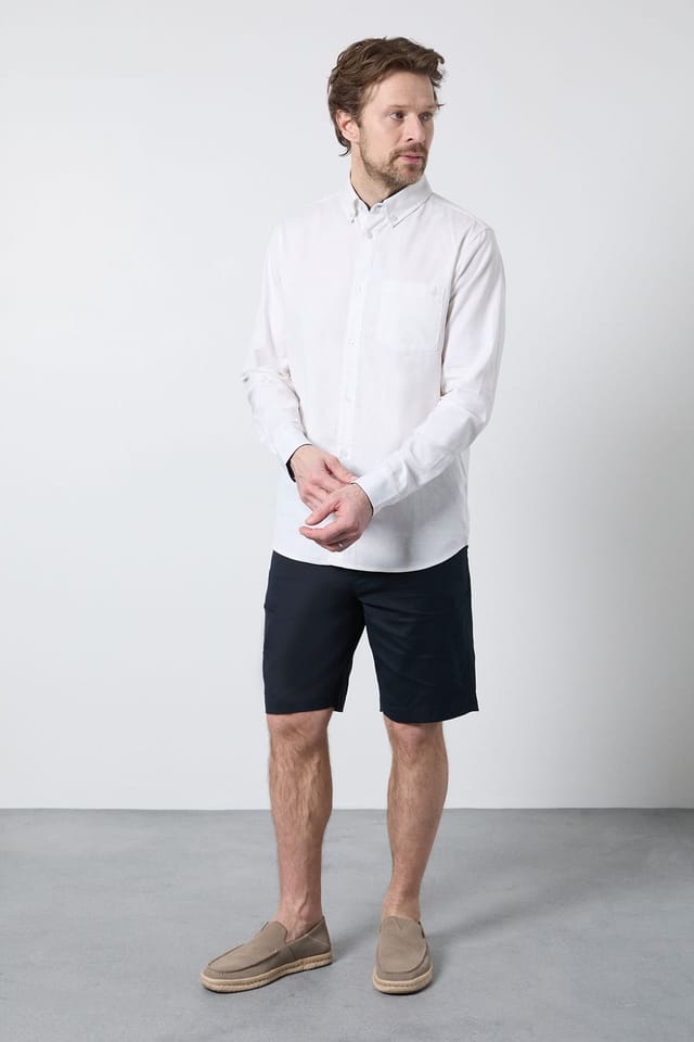 Maine Maine Men's White Long Sleeve Linen Blend Shirt - 2