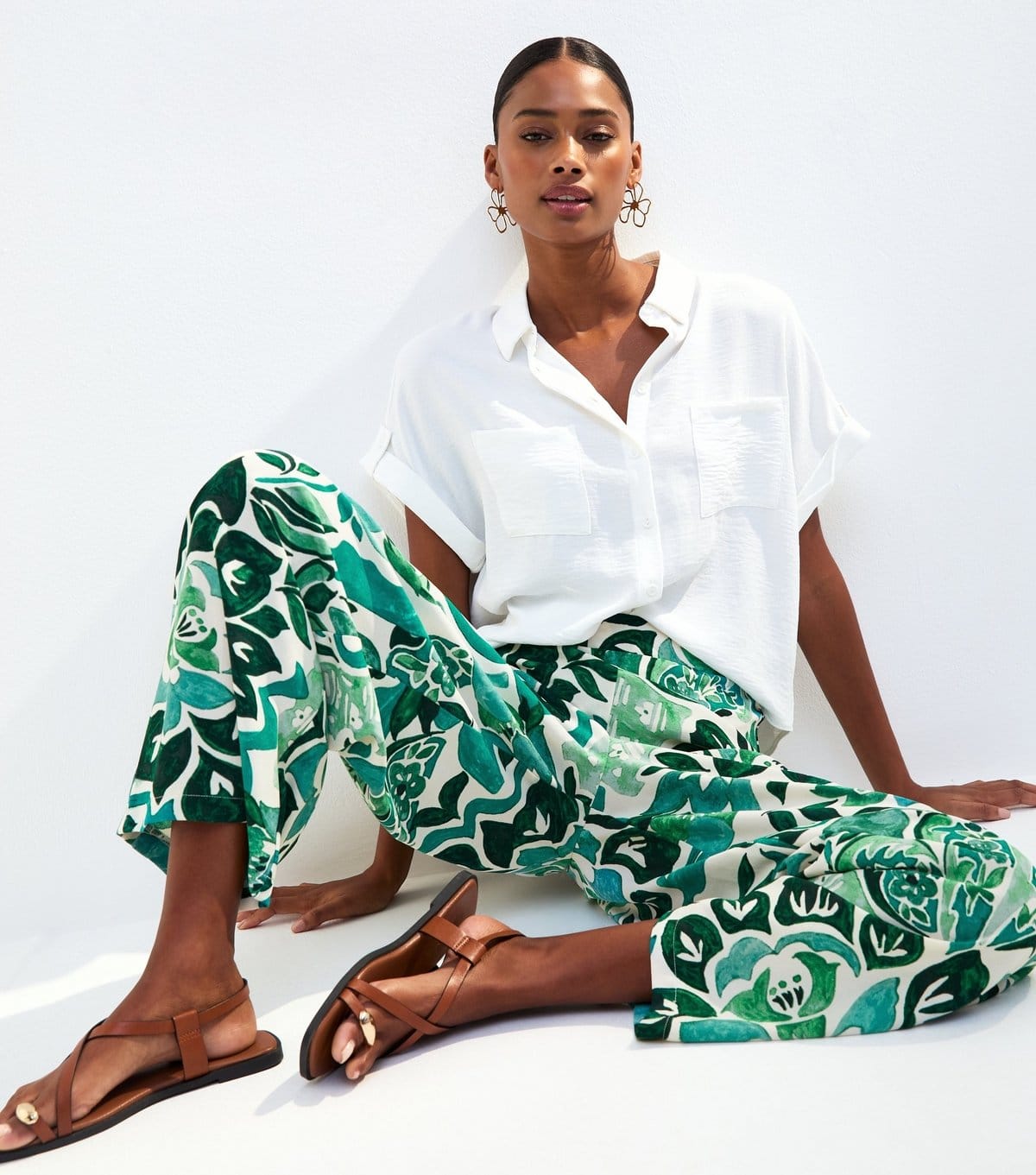 New Look Women's Green Paisley Print Wide Leg Trousers New Look - 4