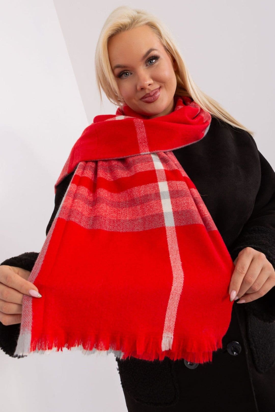 Love Lace Love Lace Women's Colorful Plaid Polyester Scarf Shawl for Fall Winter Wrap in Red - 4