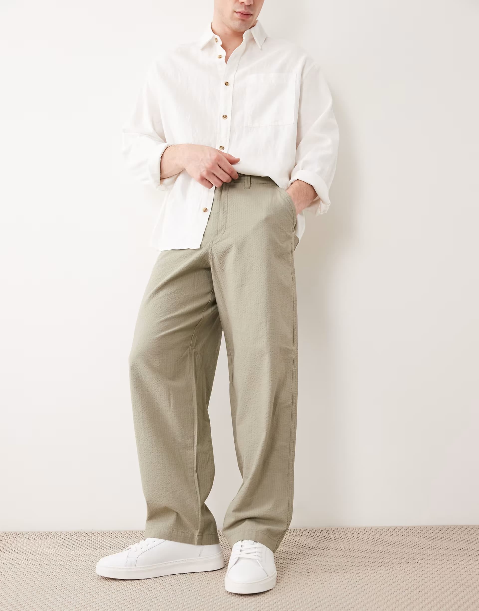 ASOS ASOS DESIGN loose straight trouser in light green