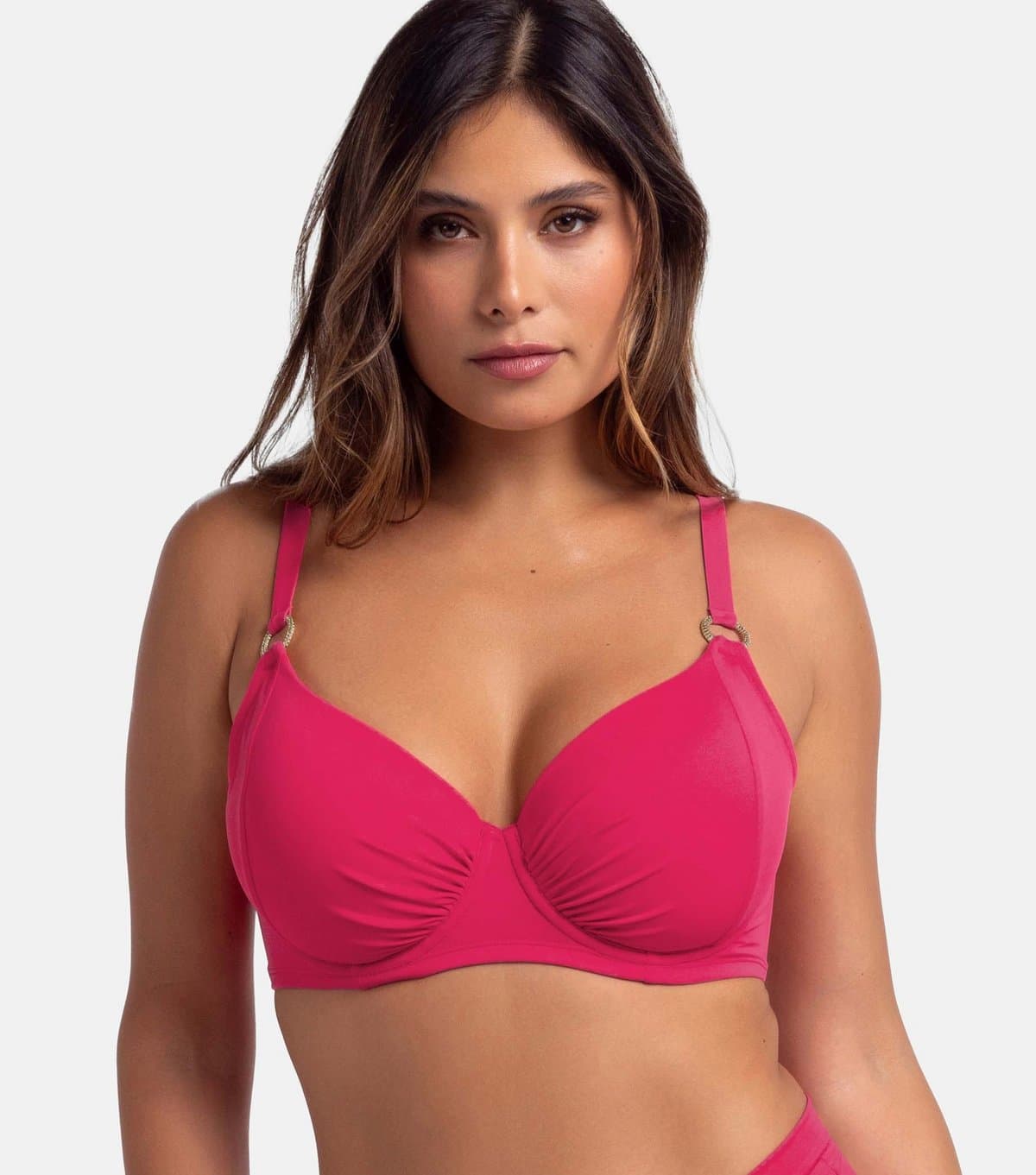 Dorina Dorina Pink Ruched Bikini Top for Plus Sizes
