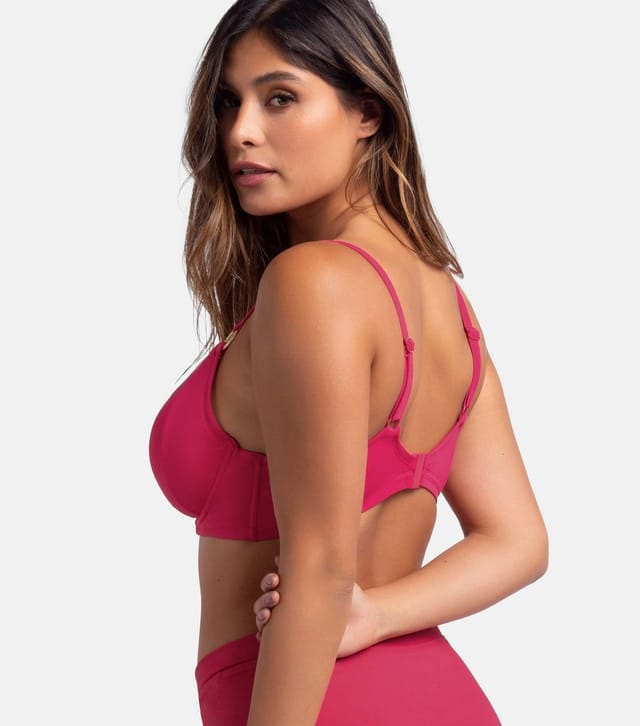 Dorina Women's Plus Size Pink Ruched Bikini Top Curves Dorina New Look - 3