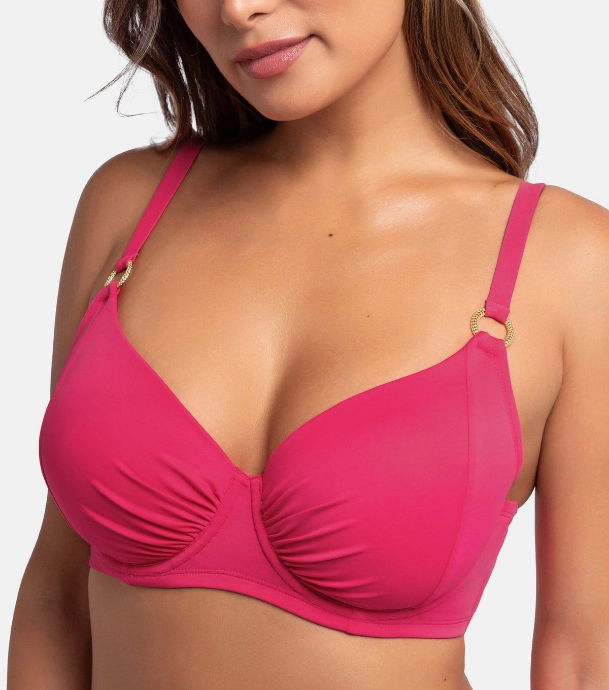 Dorina Women's Plus Size Pink Ruched Bikini Top Curves Dorina New Look - 4