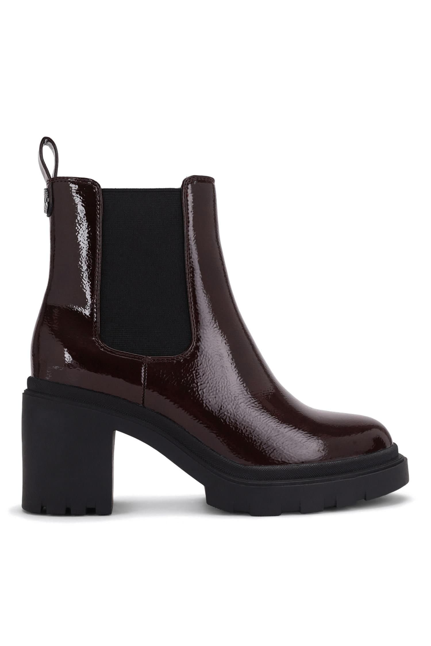 Carvela Carvela Women's 'Boulder Heeled Ankle Wf' Patent Boots in Wine