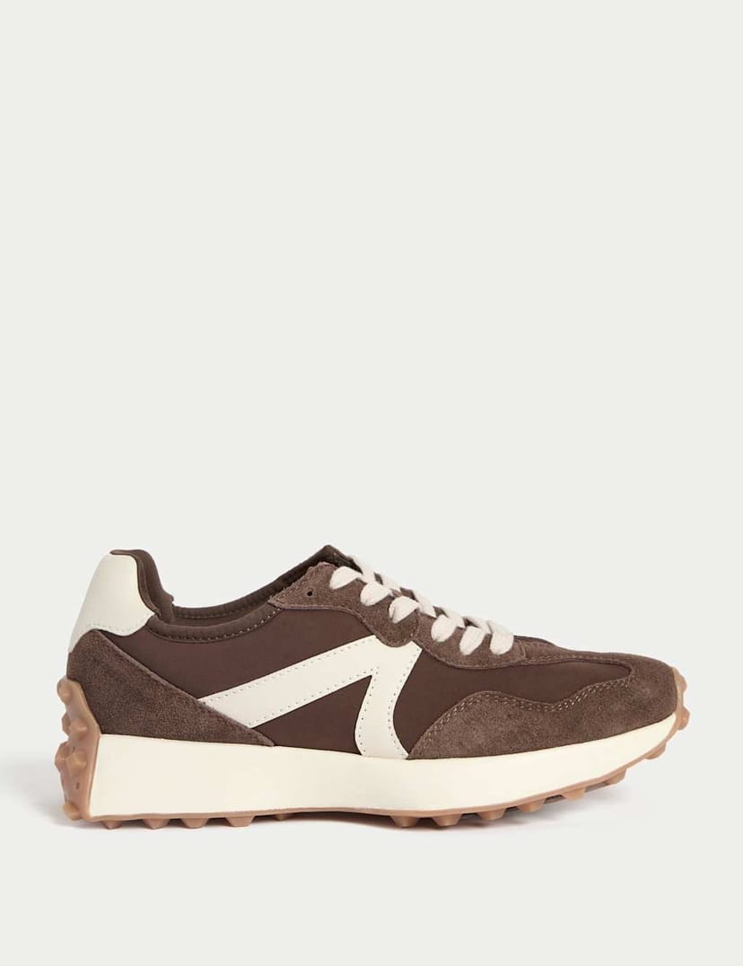 Marks & Spencer M&S Leather Side Detail Trainers Brown - 1