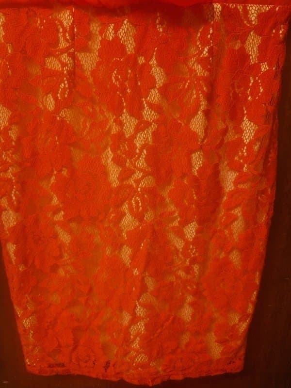 Little Mistress Stunning Red Midi Dress with Lace Skirt