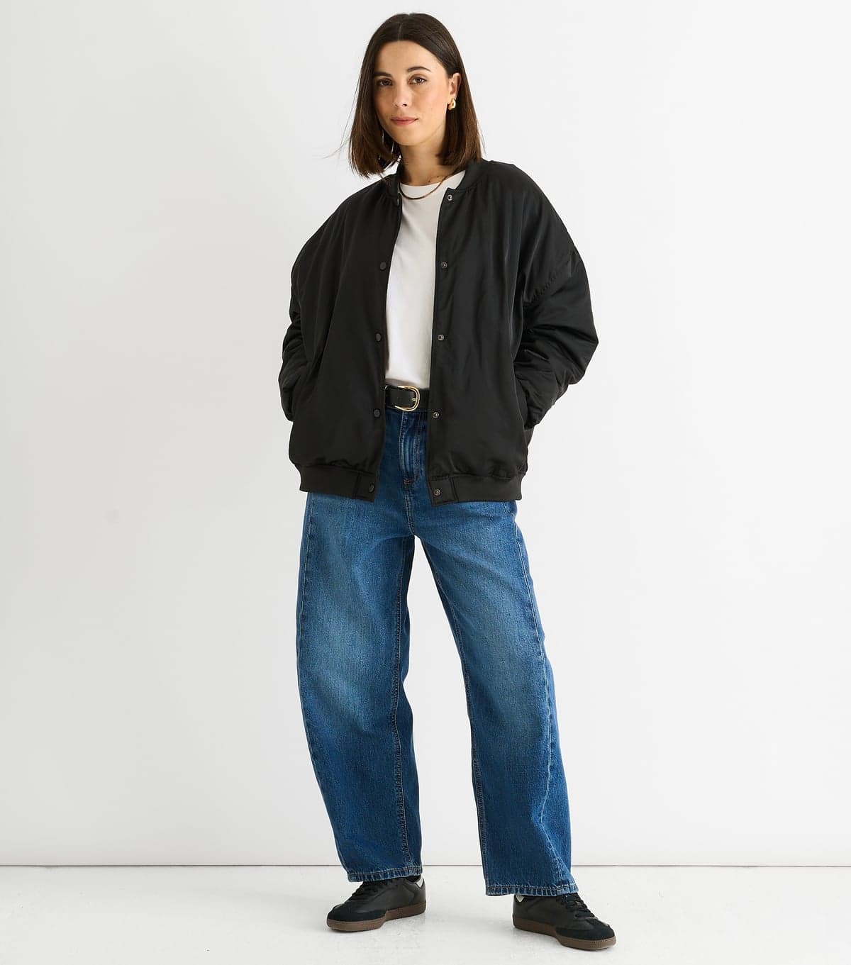 Gini London Women's Black Oversized Bomber Jacket Gini London New Look