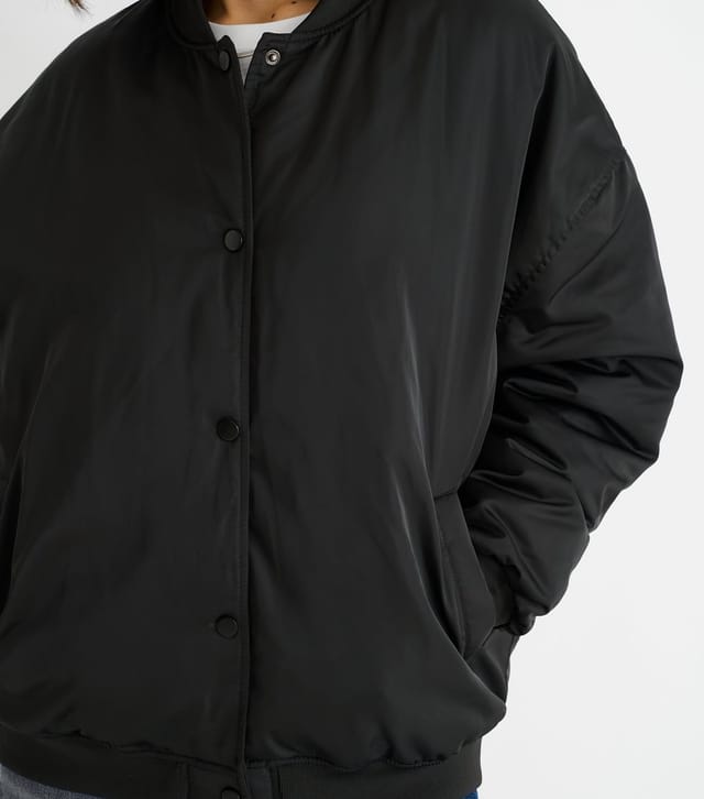 Gini London Women's Black Oversized Bomber Jacket Gini London New Look - 2