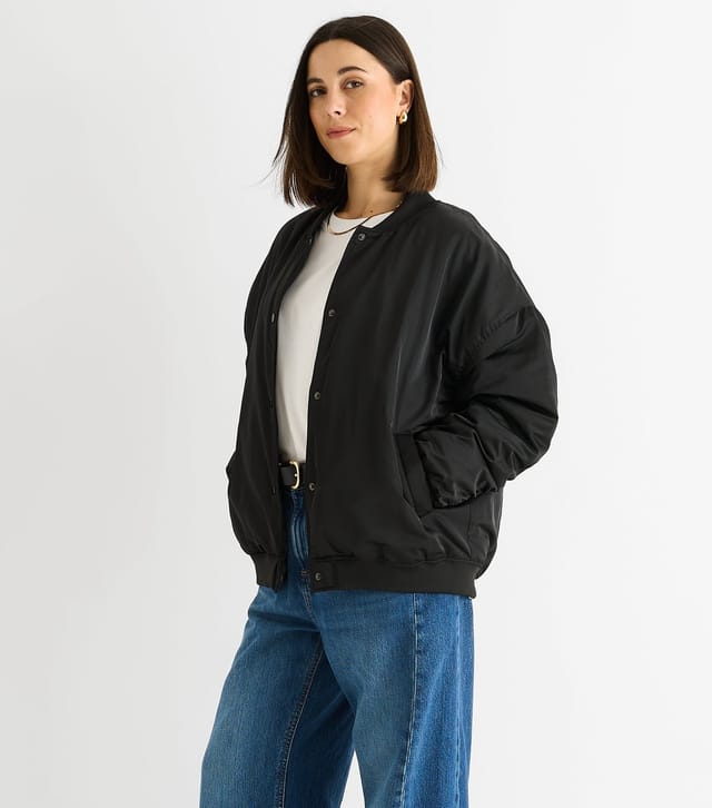 Gini London Women's Black Oversized Bomber Jacket Gini London New Look - 3