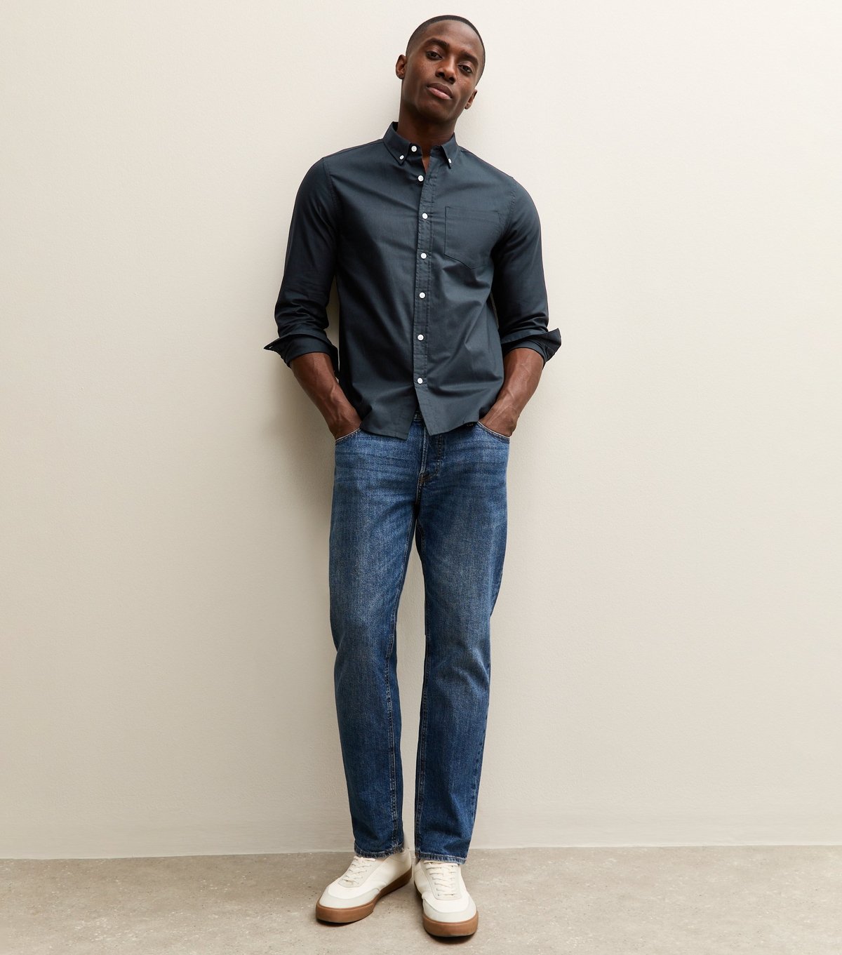 New Look Men's Navy Regular Oxford Shirt New Look - 3