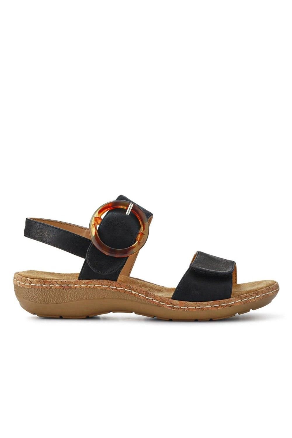 Pavers Pavers Women's Wide Fit Touch-Fasten Sandals in Black - 2