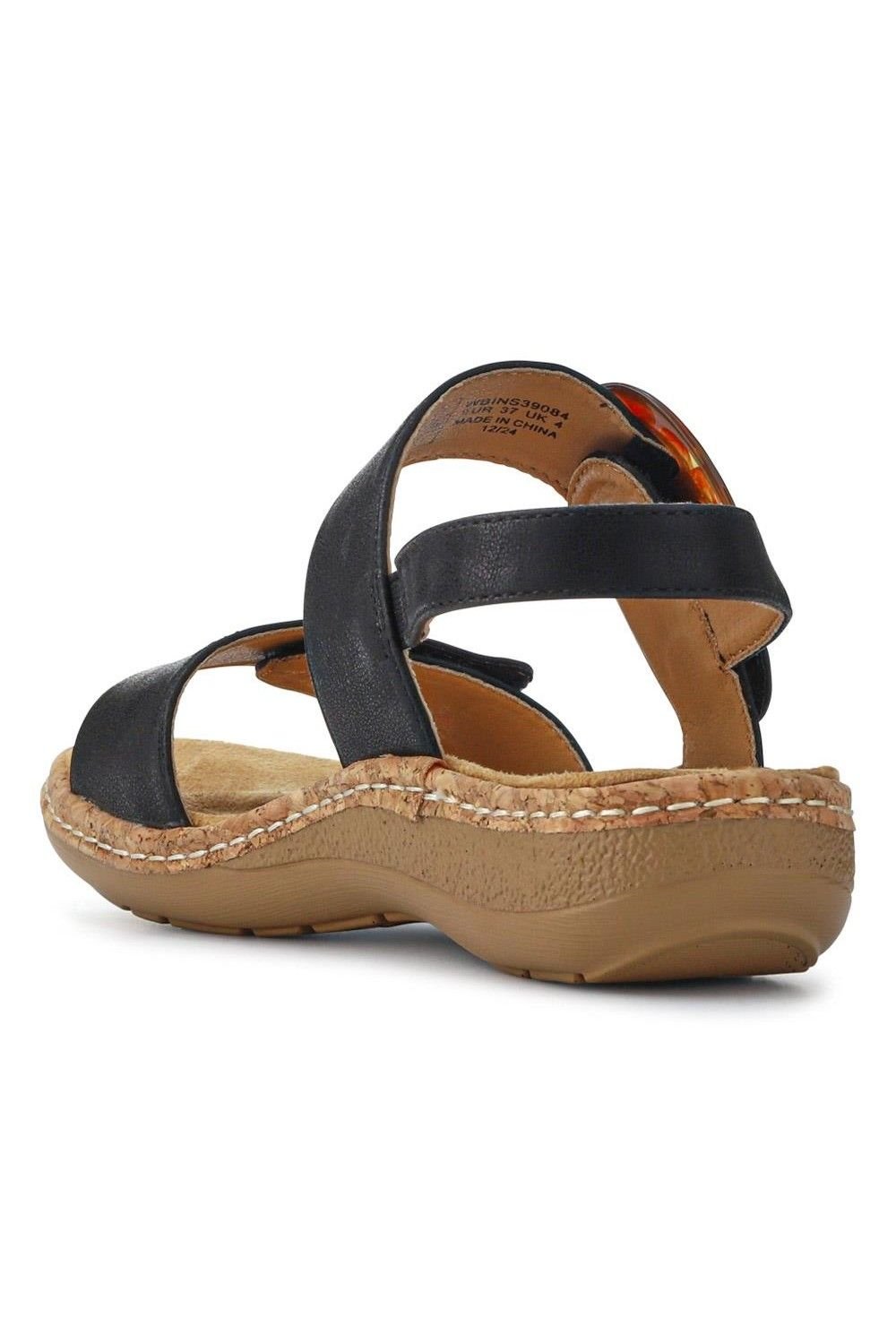 Pavers Pavers Women's Wide Fit Touch-Fasten Sandals in Black - 3