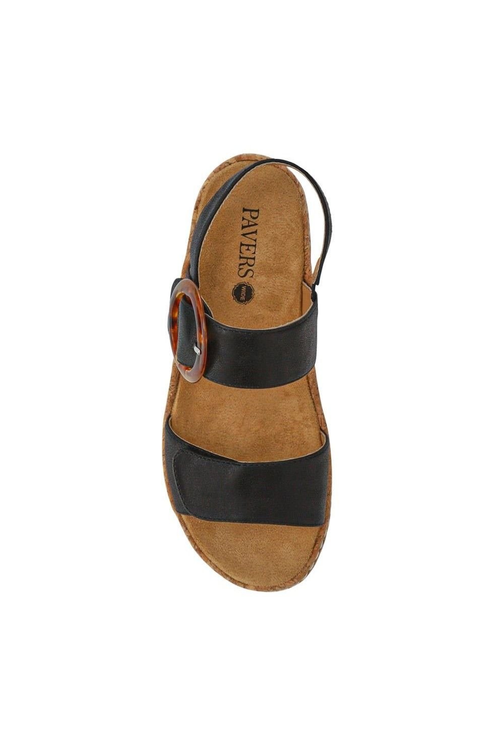 Pavers Pavers Women's Wide Fit Touch-Fasten Sandals in Black - 4