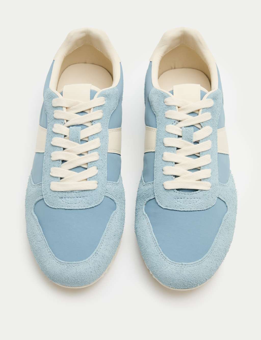 Marks & Spencer M&S Slim Line Leather Mix Runner Trainers Blue - 2