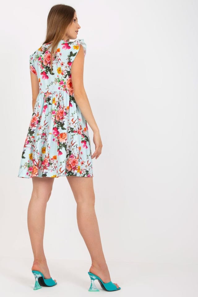 Love Lace Love Lace Women's Floral Frill Short Sleeve Summer Dress in Blue - 3