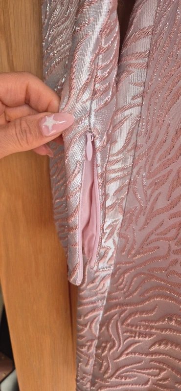 ASOS ASOS Luxe Pink Jacquard Puff Sleeve Bardot Top UK 14 Occasion Party Dress - 1