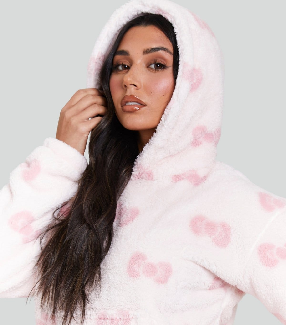 Loungeable Women's Pink Bow Detail Bow Fleece Pyjama Set Loungeable New Look - 4