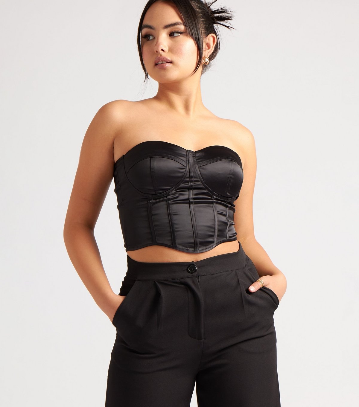 Urban Bliss Women's Black Satin Corset Top Urban Bliss New Look - 2