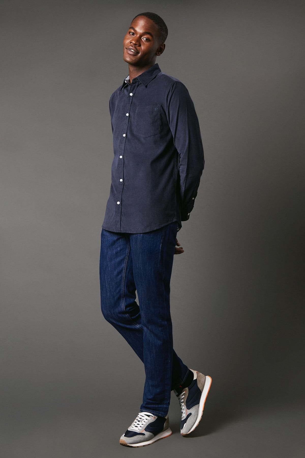 Maine Maine Men's Corduroy Long Sleeve Shirt in Dark Blue - 4