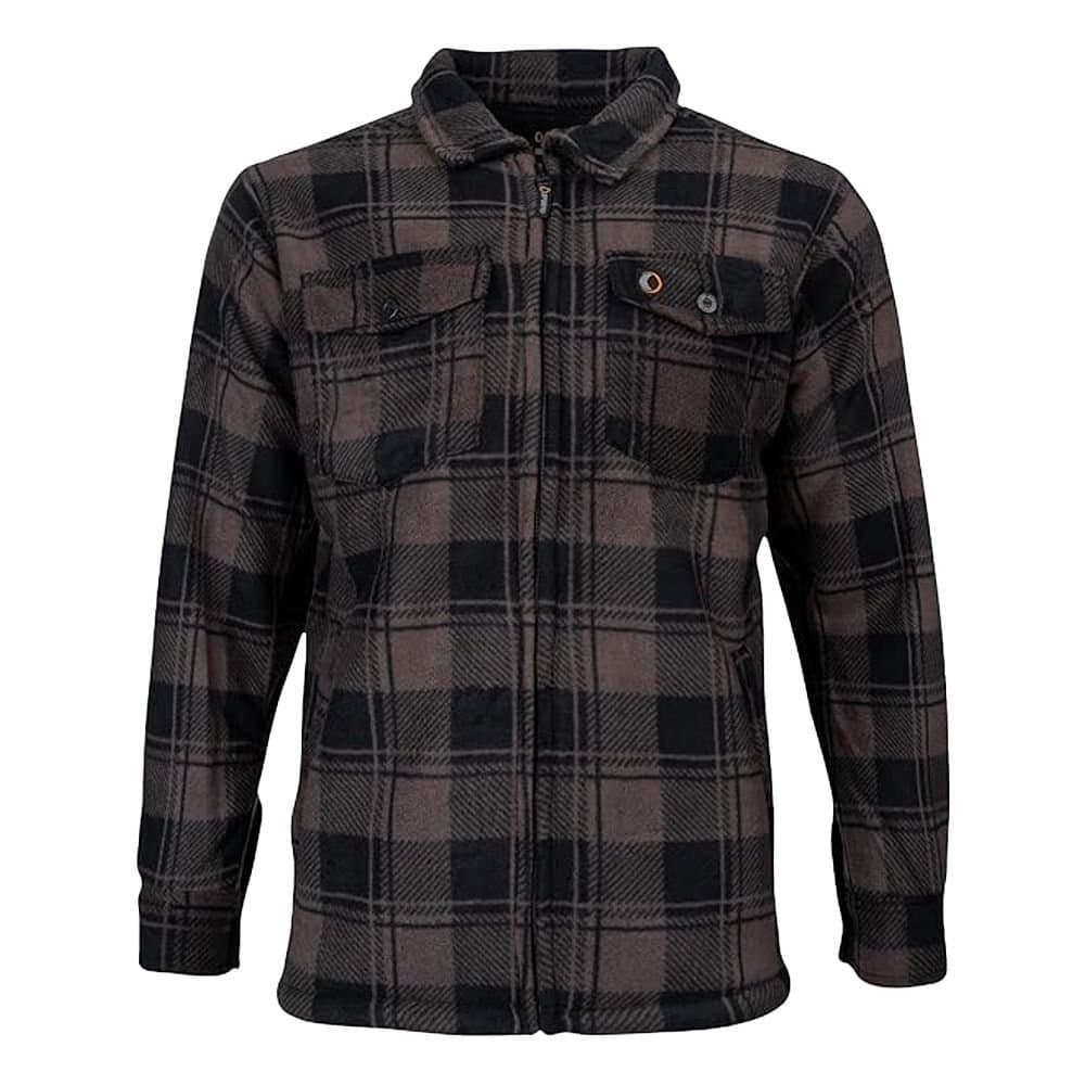 Speero Speero Men's Checked Sherpa Fleece Lined Shirt in Brown