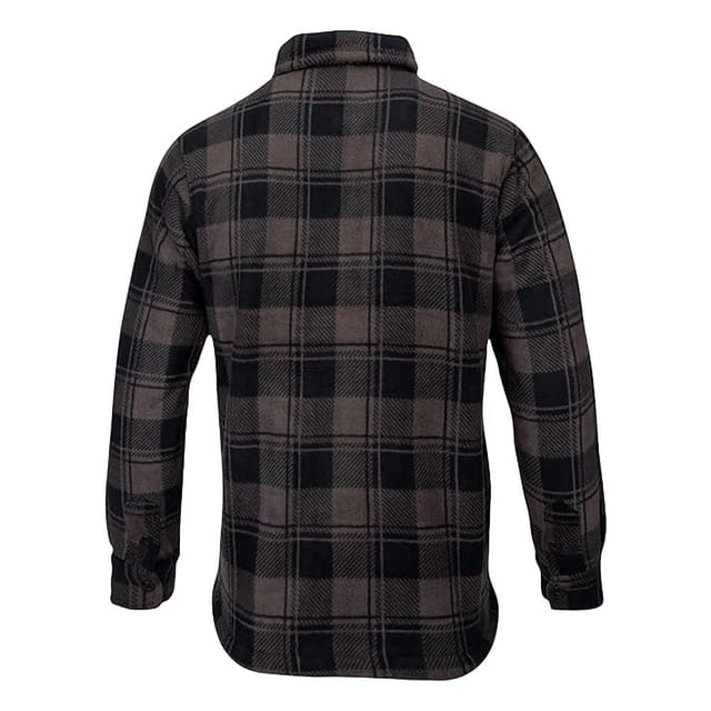 Speero Speero Men's Checked Sherpa Fleece Lined Shirt in Brown - 2