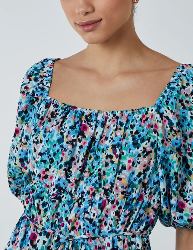 Blue Vanilla Square Neck Milkmaid Puff Sleeve Mini Dress - 2
