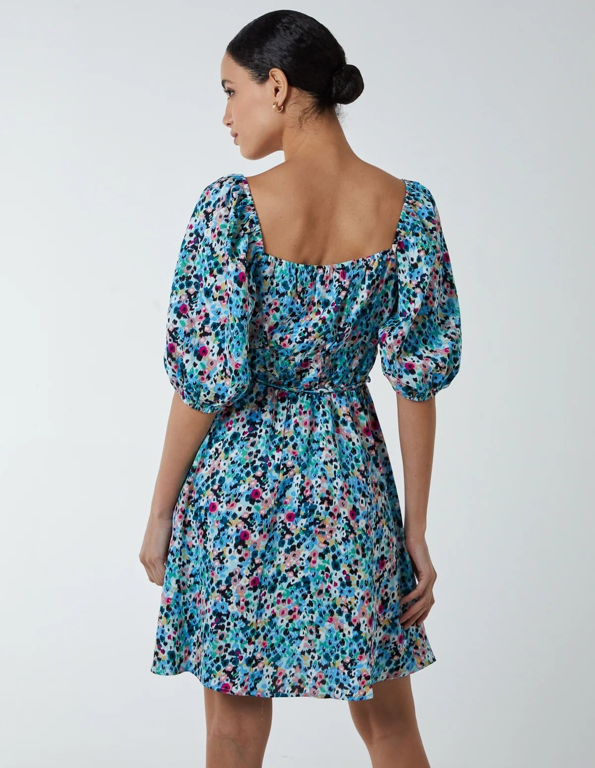 Blue Vanilla Square Neck Milkmaid Puff Sleeve Mini Dress - 4