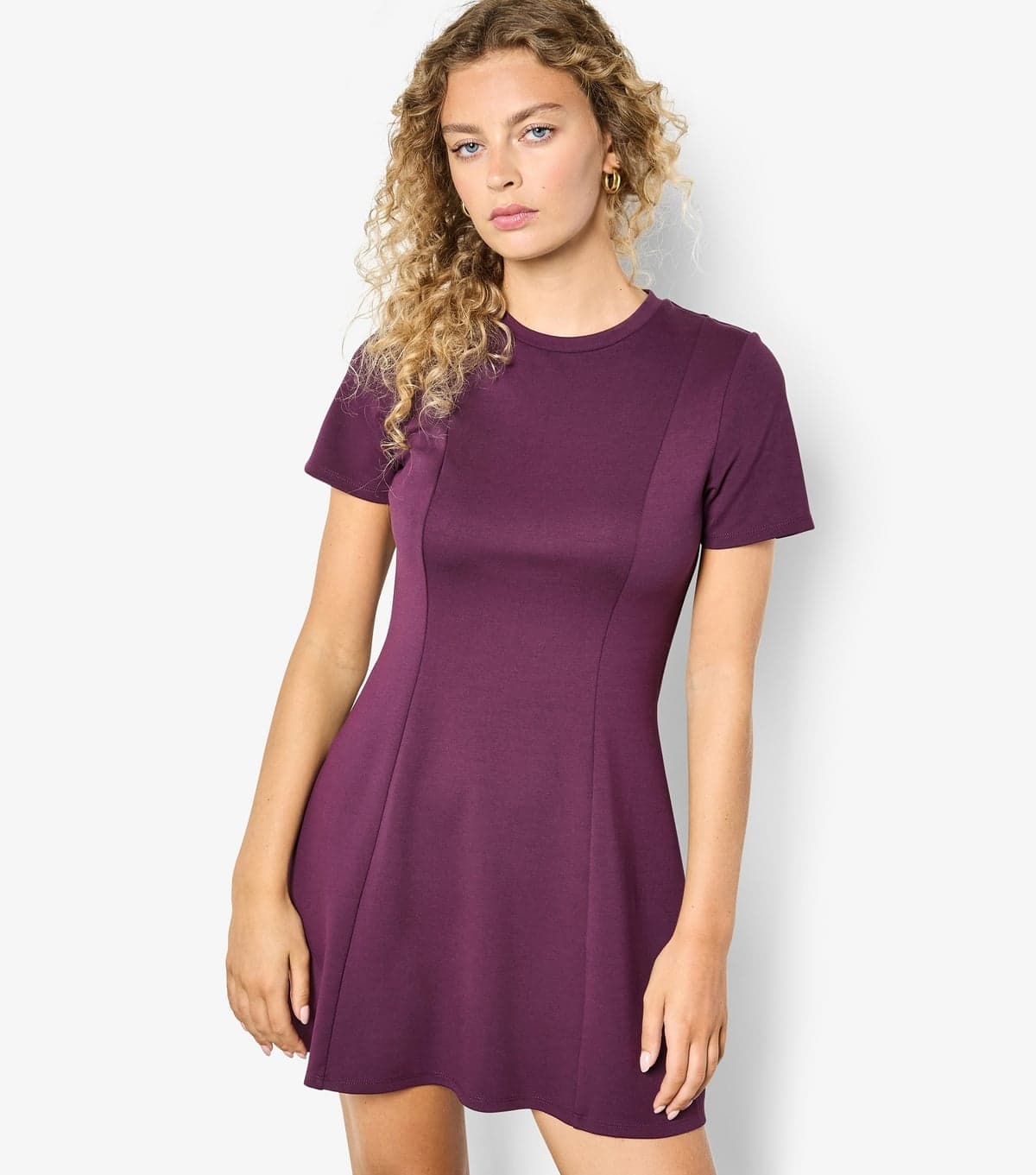Apricot Women's Dark Purple Fit & Flare Ponti Dress Apricot New Look