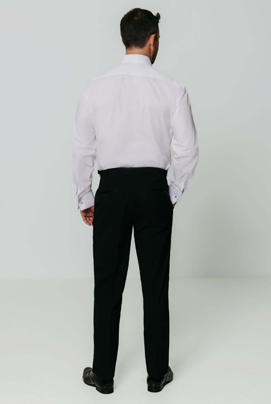 Dobell Dobell Men's White Stud Button Front Dress Shirt - 4