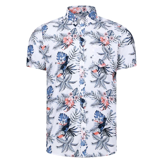 Peter Gribby Peter Gribby Men's Short Sleeve Toucan Print Shirt in White - 2