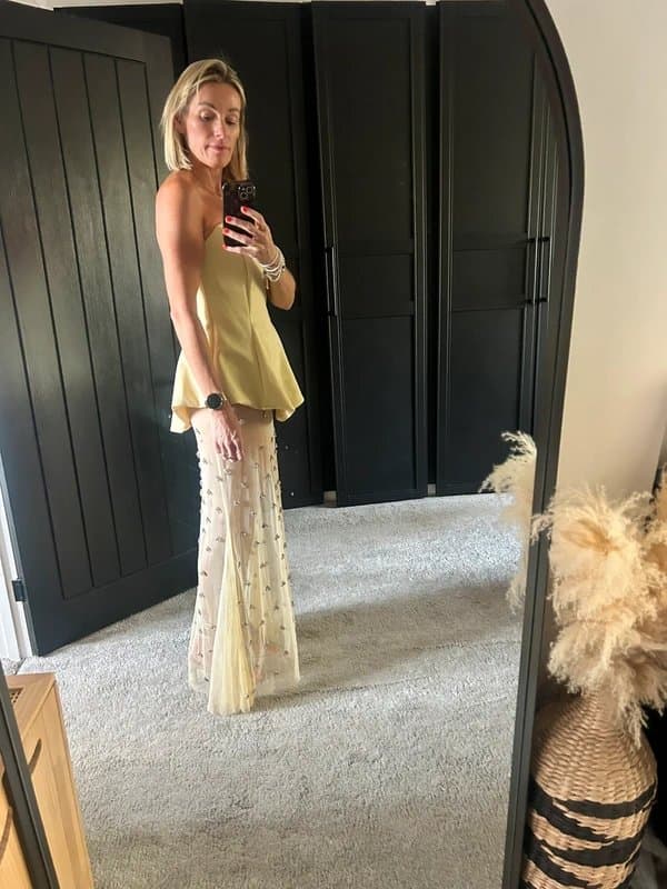 ASOS Asos design buttermilk yellow corset and sequin mesh dress size 10