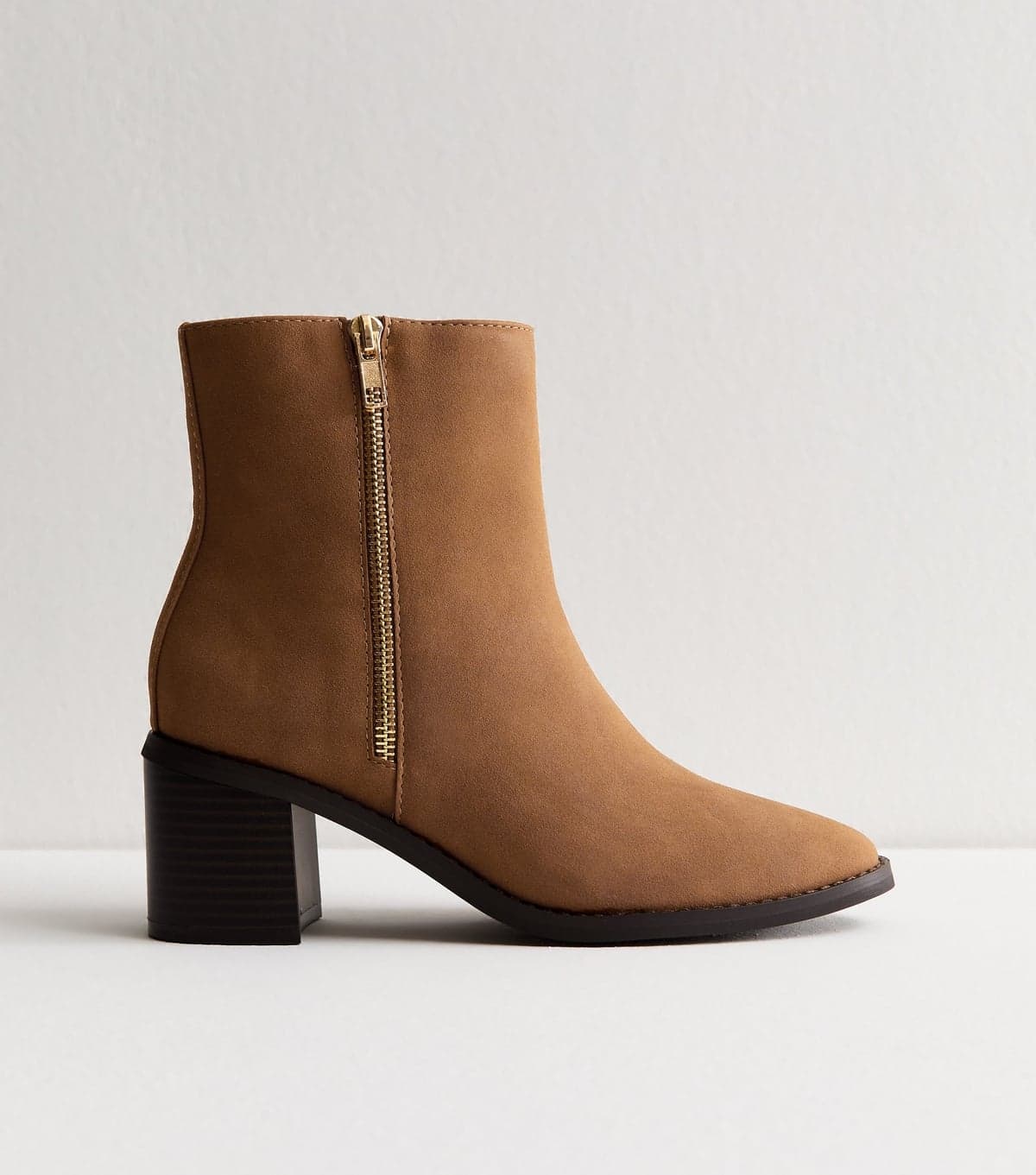 New Look Women's Tan Faux Leather Double Side Zip Ankle Boots New Look