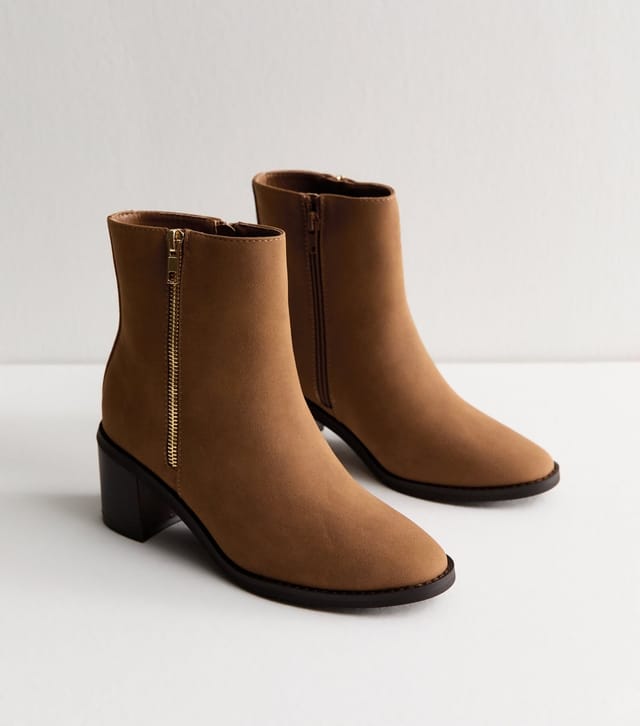 New Look Women's Tan Faux Leather Double Side Zip Ankle Boots New Look - 3