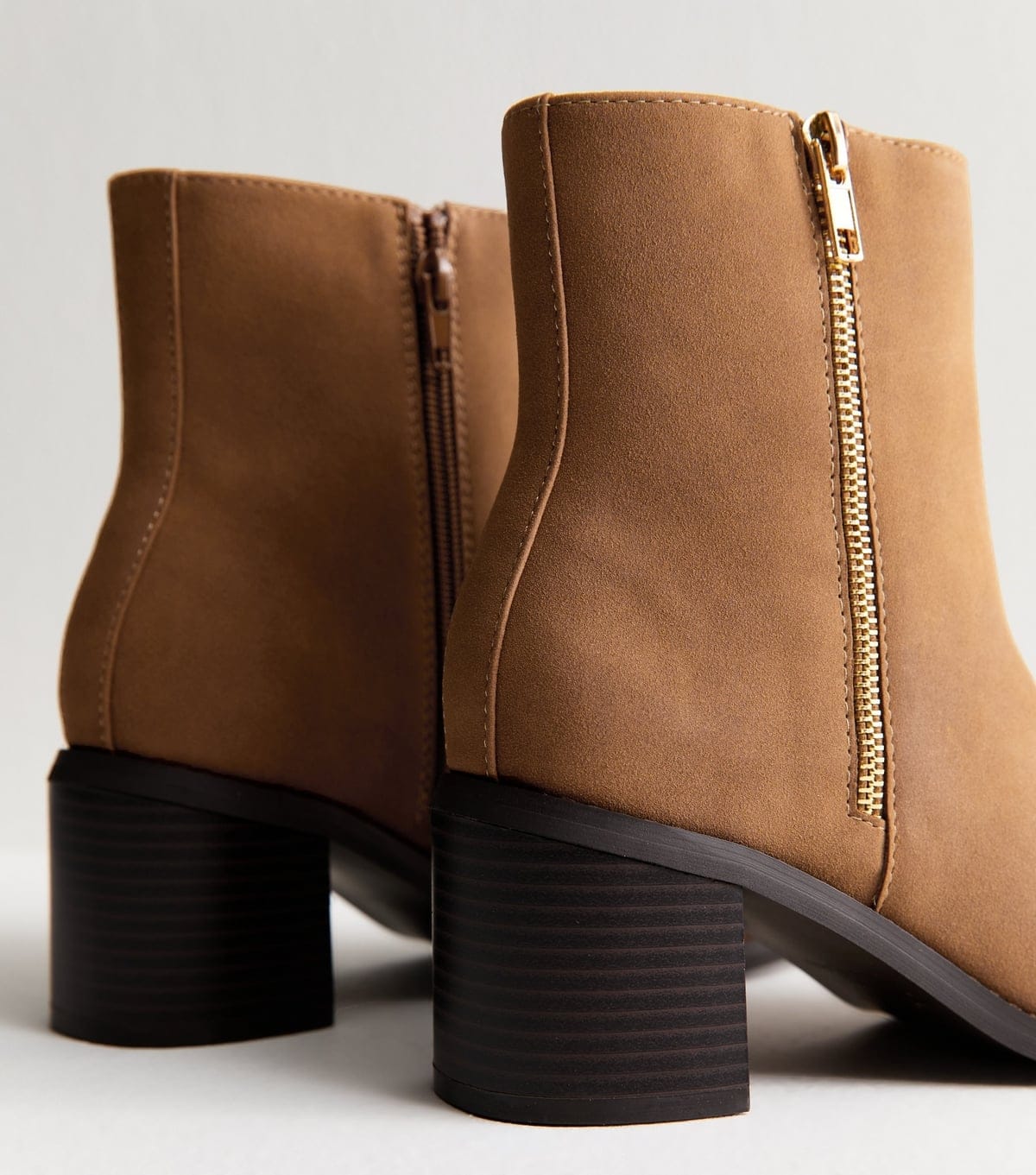 New Look Women's Tan Faux Leather Double Side Zip Ankle Boots New Look - 4