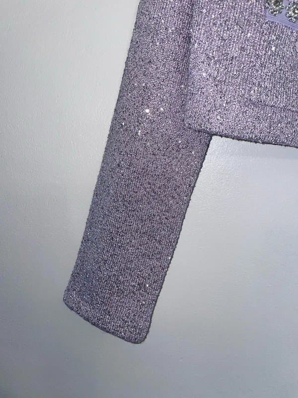 Self-Portrait Self-Portrait Lilac Sequins Embellished Knit Cardigan Size UK 12 US 08