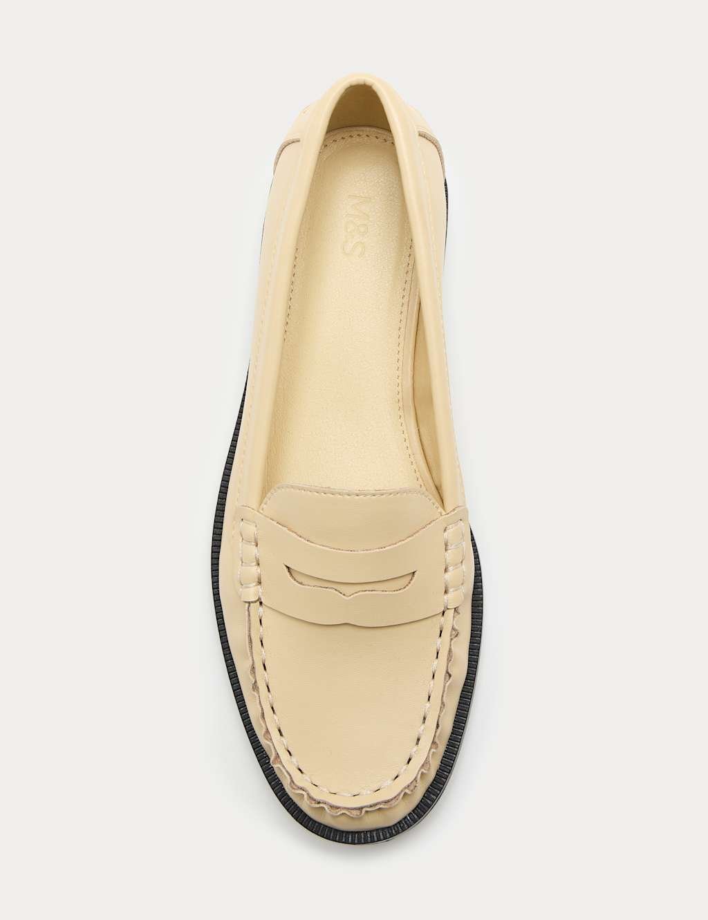 Marks & Spencer M&S Patent Flat Penny Loafers Buttermilk - 2