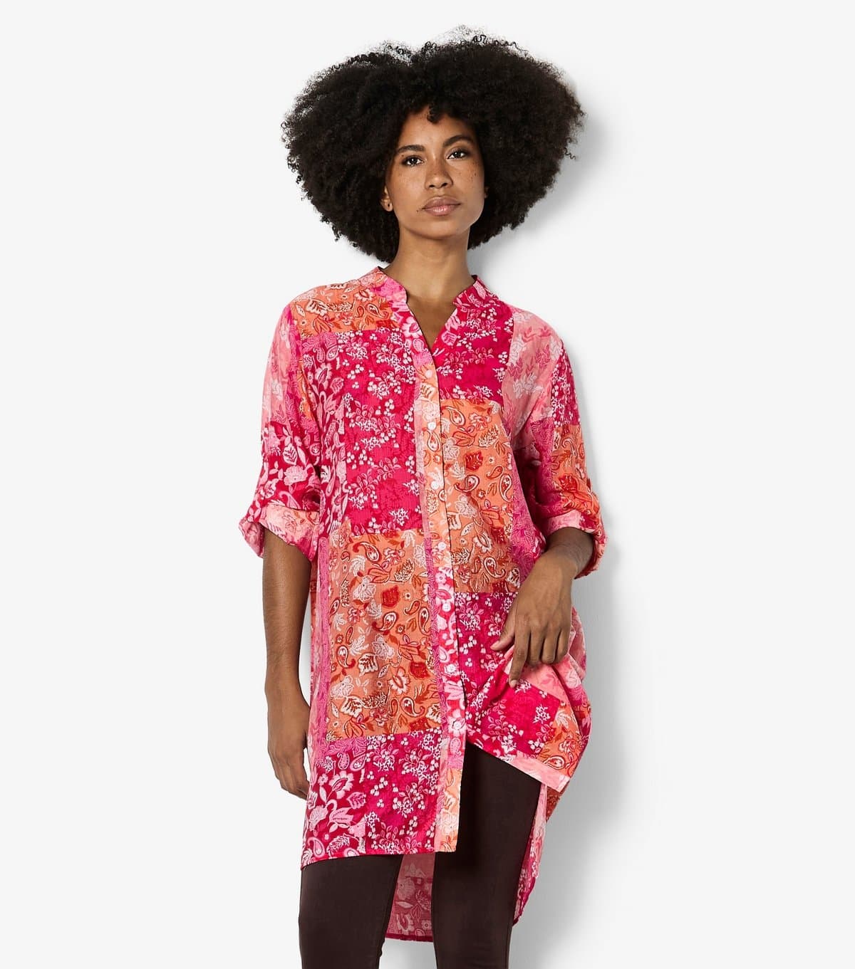 Apricot Women's Pink Floral Patchwork Longline Shirt Apricot New Look