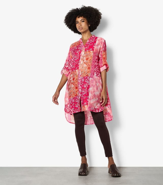Apricot Women's Pink Floral Patchwork Longline Shirt Apricot New Look - 2