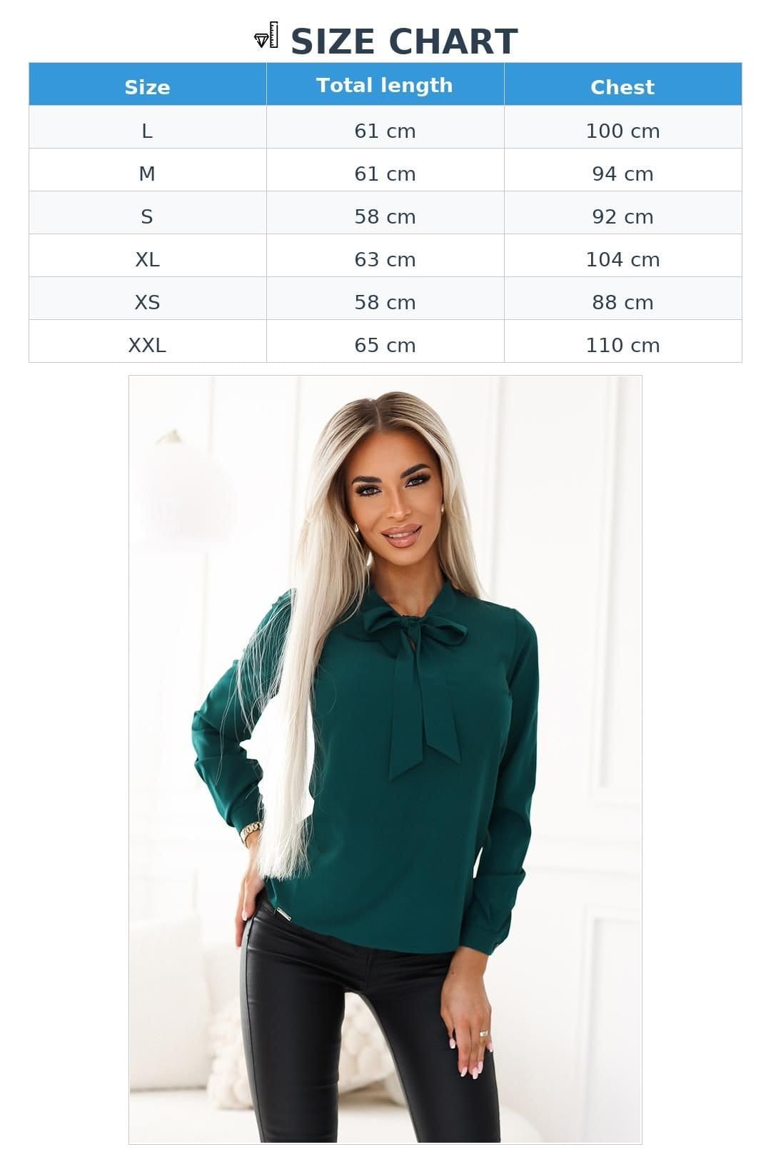 Love Lace Love Lace Women's Elegant Business Blouse with Neck Tie in Green - 4